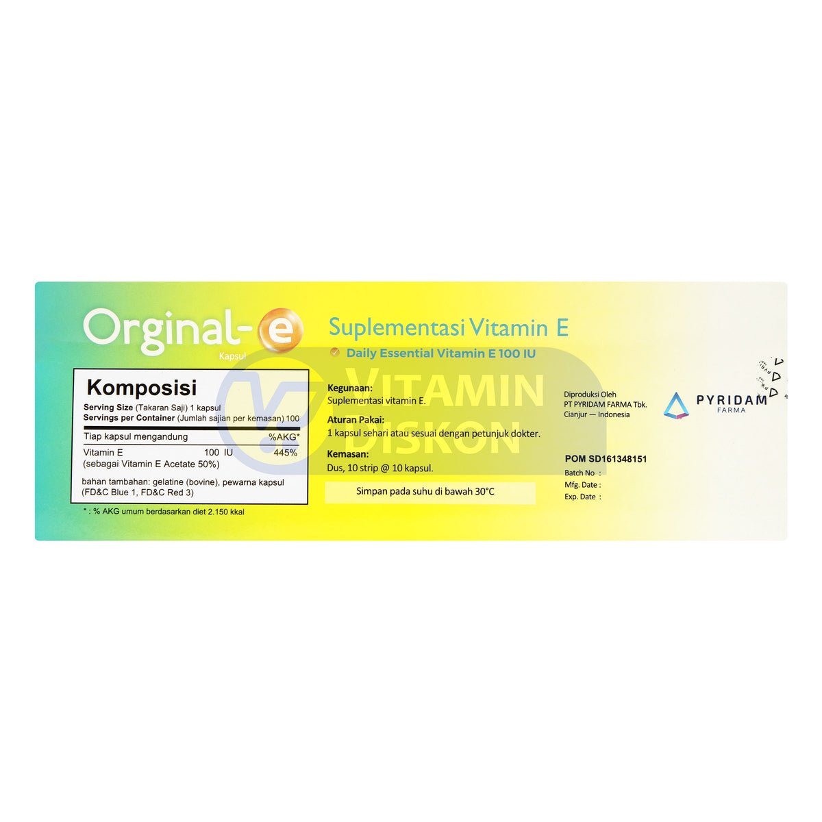 PYRIDAM FARMA ORIGINAL E VITAMIN E 100 IU 100 KAPSUL