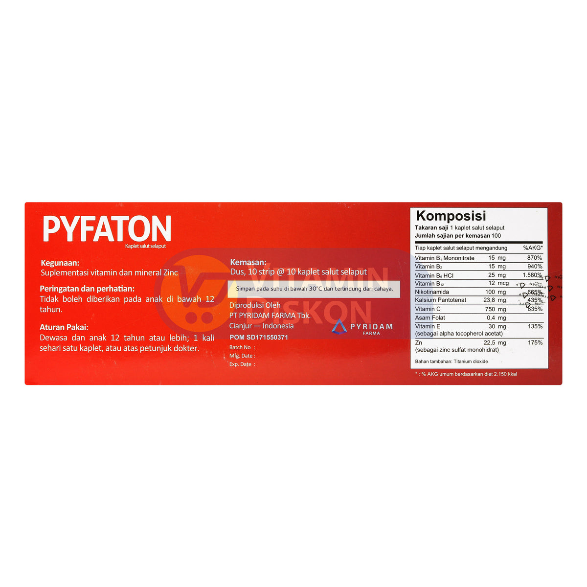 PYRIDAM FARMA PYFATON 100 KAPLET