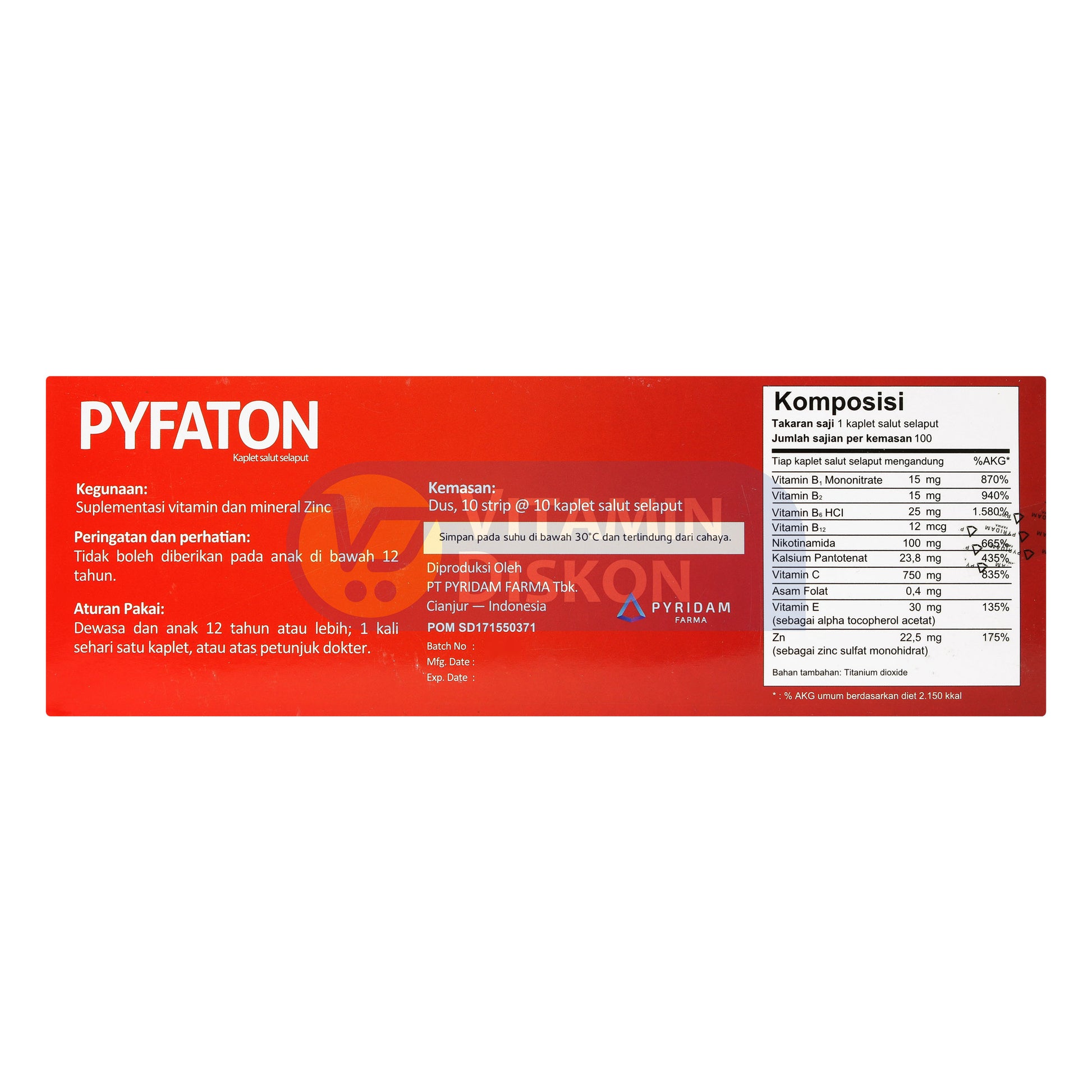 PYRIDAM FARMA PYFATON 100 KAPLET
