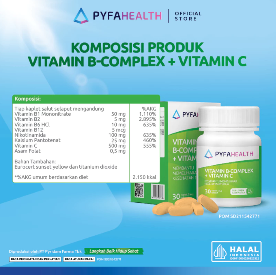 PYFAHEALTH VITAMIN B-COMPLEX + VITAMIN C 30 KAPLET