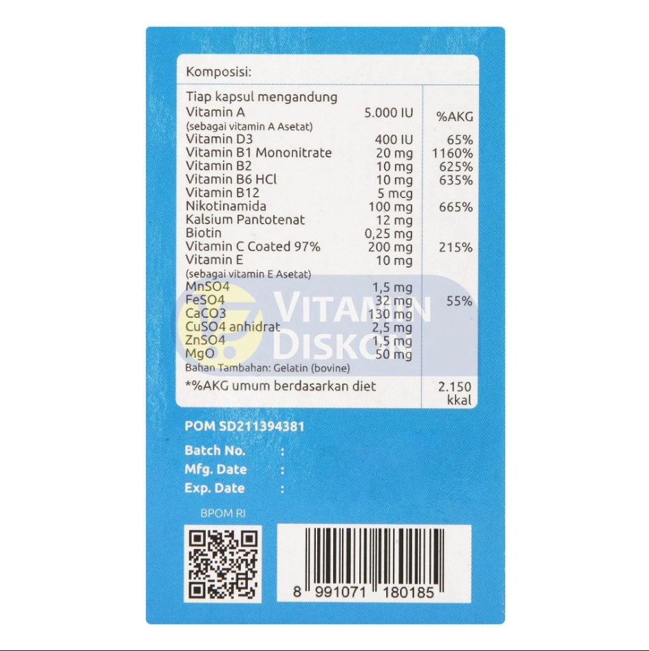 PYFAHEALTH MULTIVITAMIN & MINERAL 30 KAPSUL
