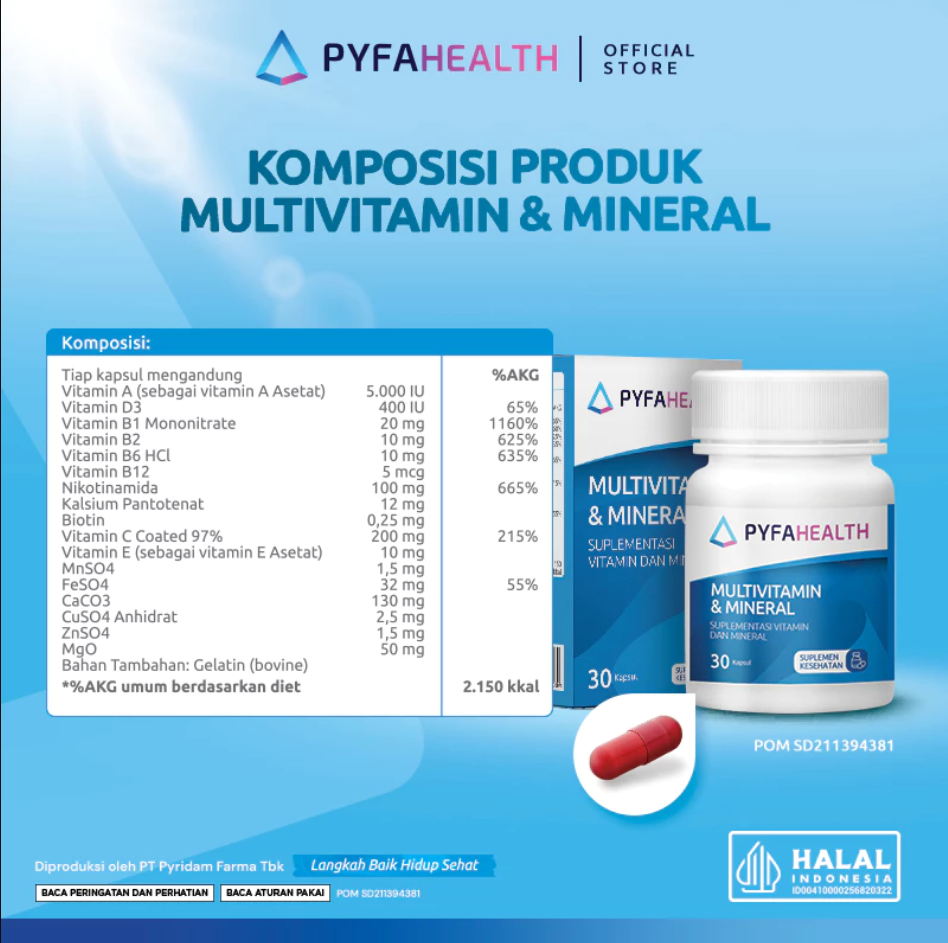 PYFAHEALTH MULTIVITAMIN & MINERAL 30 KAPSUL