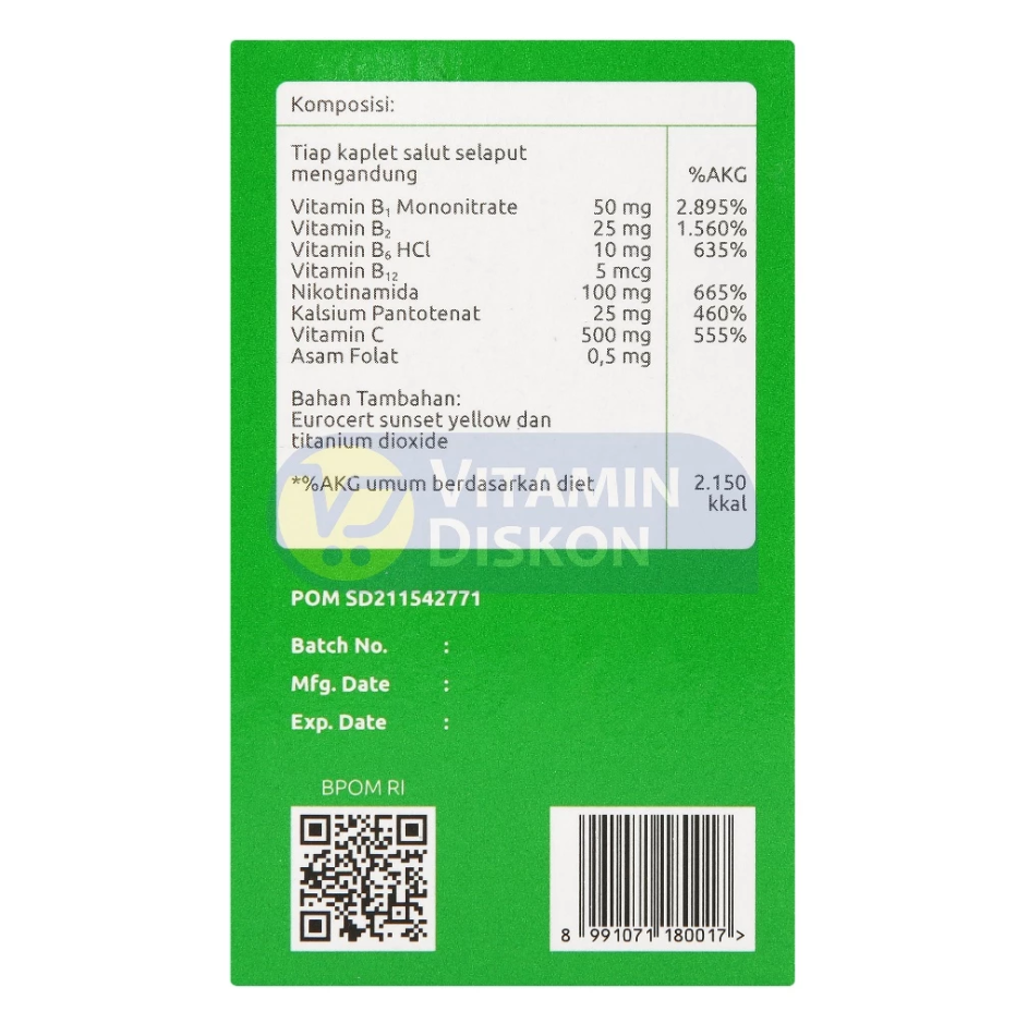 PYFAHEALTH VITAMIN B-COMPLEX + VITAMIN C 30 KAPLET