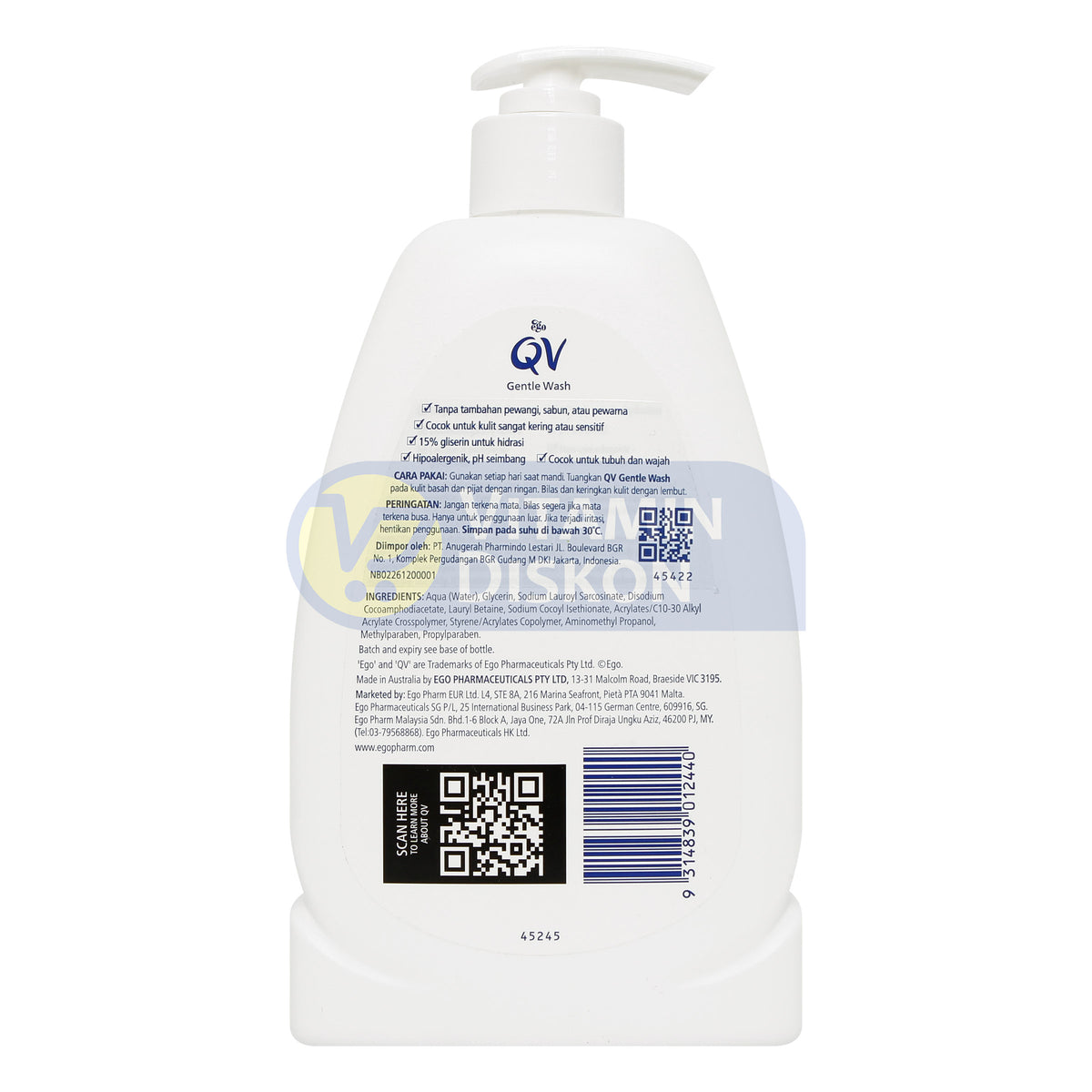 QV GENTLE WASH 500GR BPOM