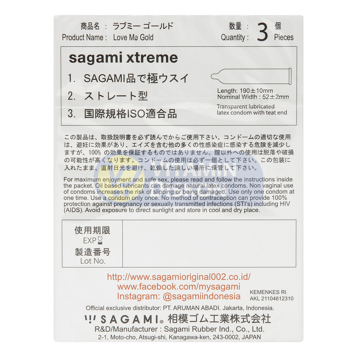 SAGAMI XTREME SUPERTHIN ISI 3 PCS