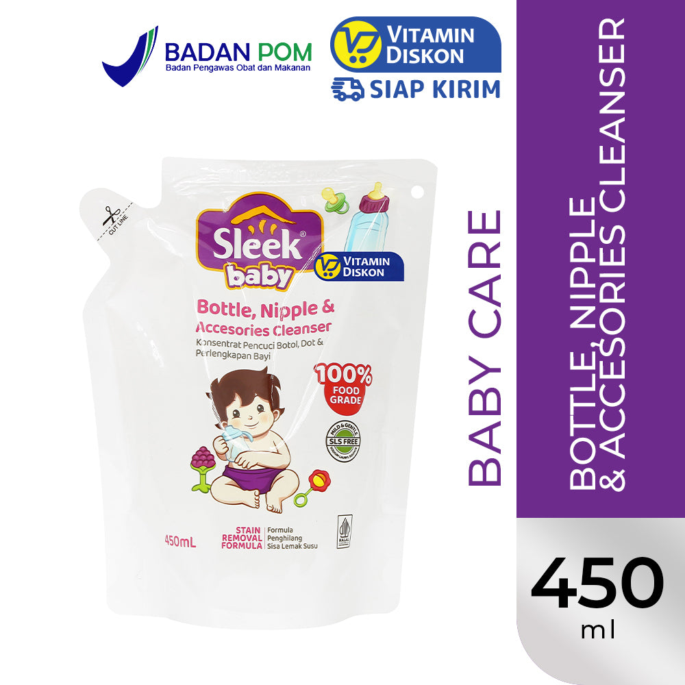 SLEEK BABY BOTTLE, NIPPLE AND ACCESSORIES CLEANSER POUCH 450ML