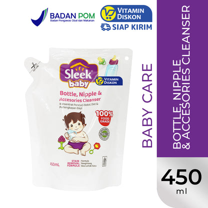 SLEEK BABY BOTTLE, NIPPLE AND ACCESSORIES CLEANSER POUCH 450ML