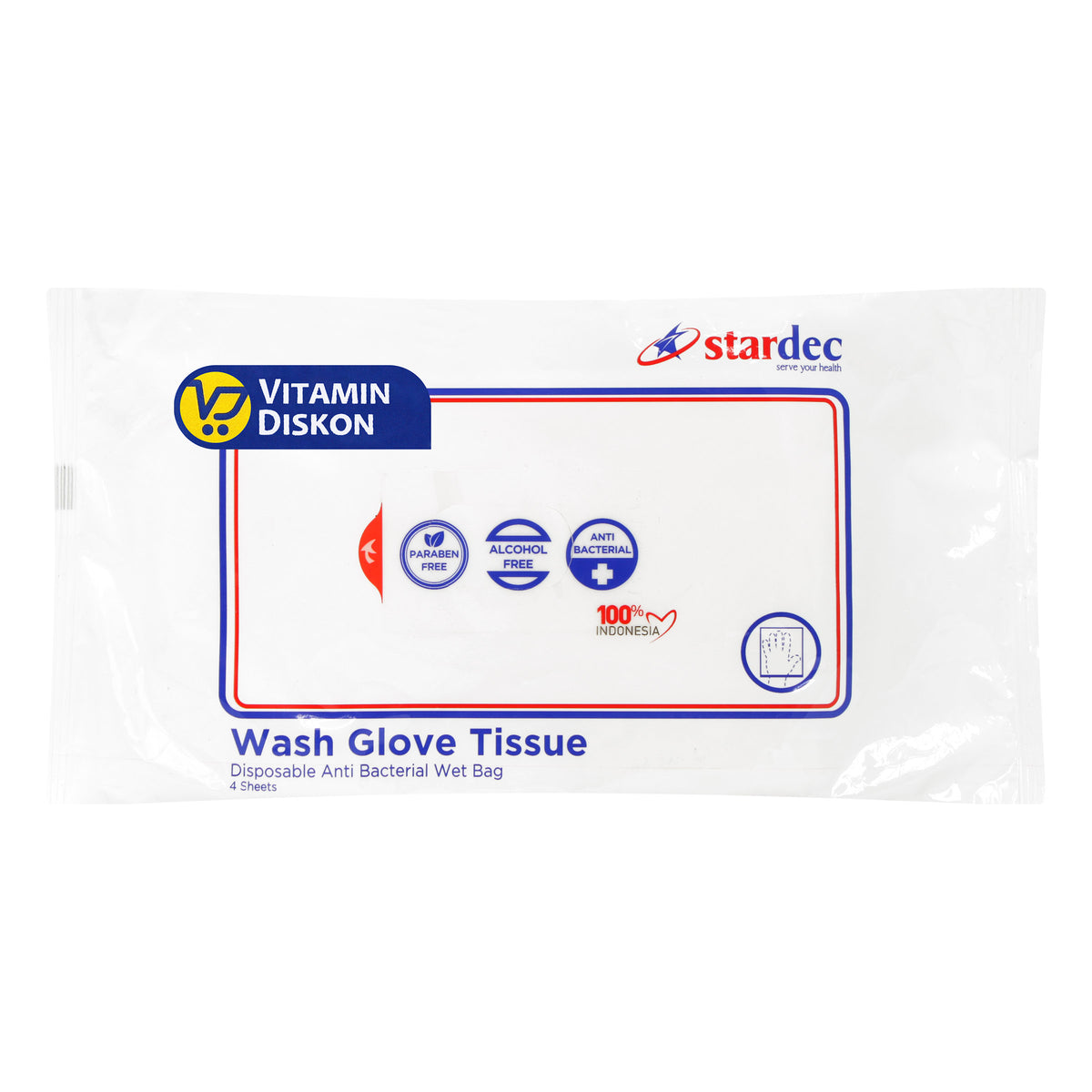 STARDEC WASH GLOVE TISSUE 1 PACK 4 SHEET