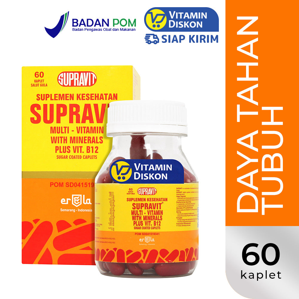SUPRAVIT MULTI VITAMIN WITH MINERALS PLUS VITAMIN B12 ISI 60 KAPLET