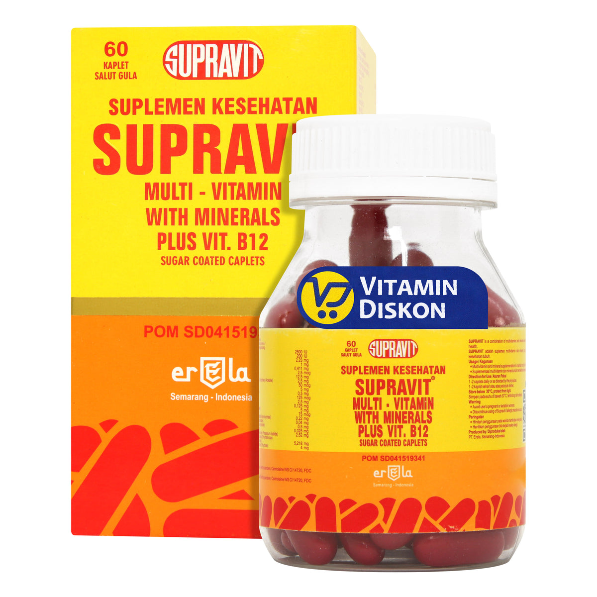 SUPRAVIT MULTI VITAMIN WITH MINERALS PLUS VITAMIN B12 ISI 60 KAPLET