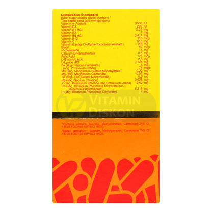SUPRAVIT MULTI VITAMIN WITH MINERALS PLUS VITAMIN B12 ISI 60 KAPLET