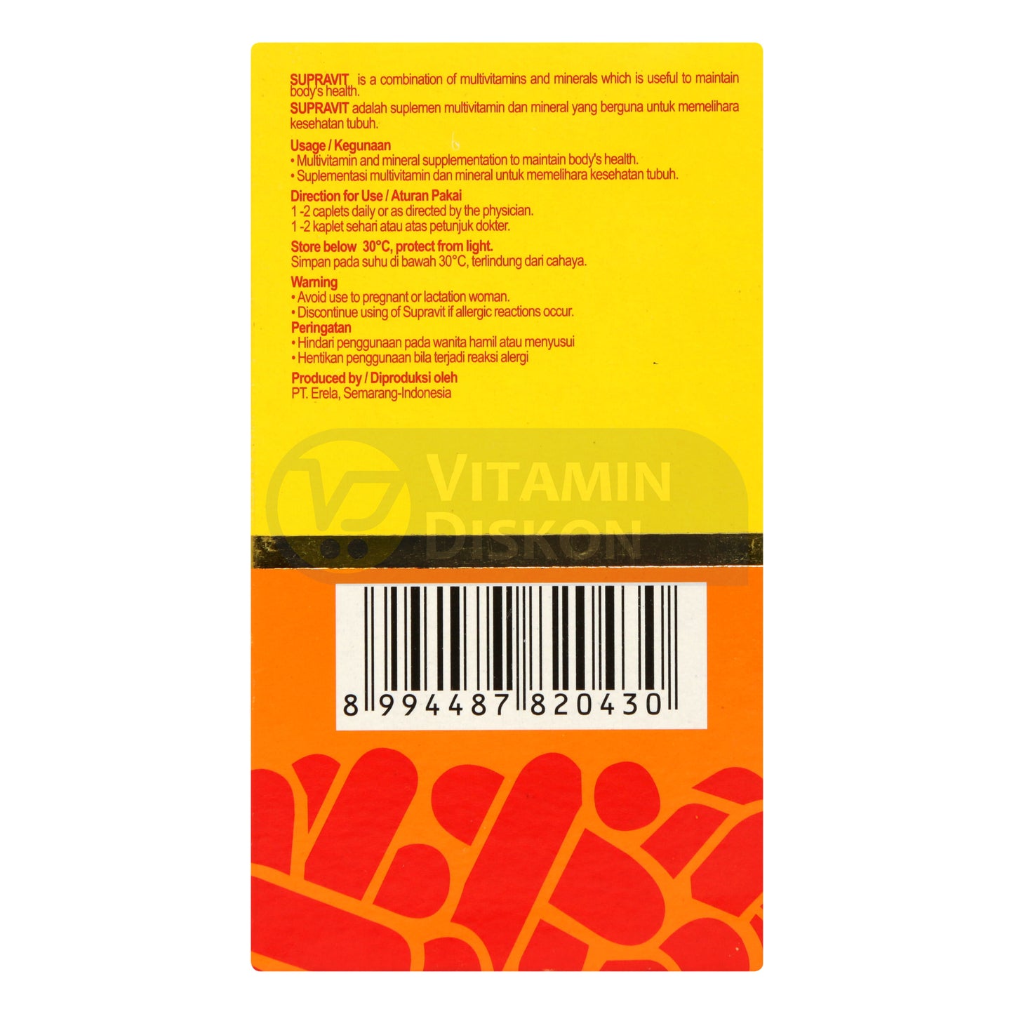 SUPRAVIT MULTI VITAMIN WITH MINERALS PLUS VITAMIN B12 ISI 60 KAPLET