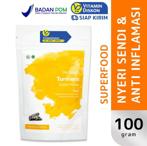 HERBILOGY TURMERIC EXTRACT POWDER 100GR BPOM UNTUK KESEHATAN TUBUH