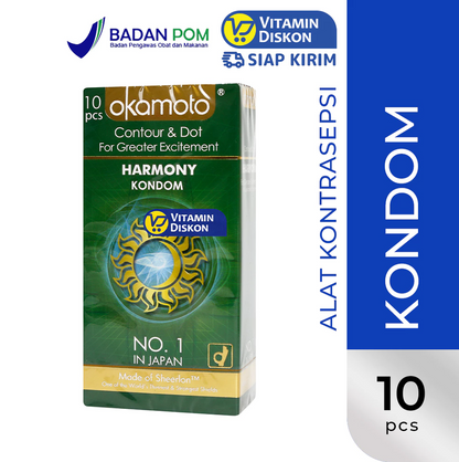 OKAMOTO KONDOM HARMONY CONTOUR AND DOT 10'S BPOM