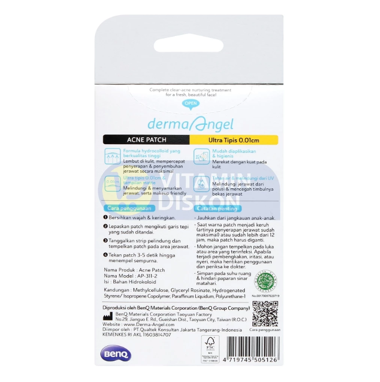 DERMA ANGEL ACNE PATCH NIGHT STIKER JERAWAT 12'S