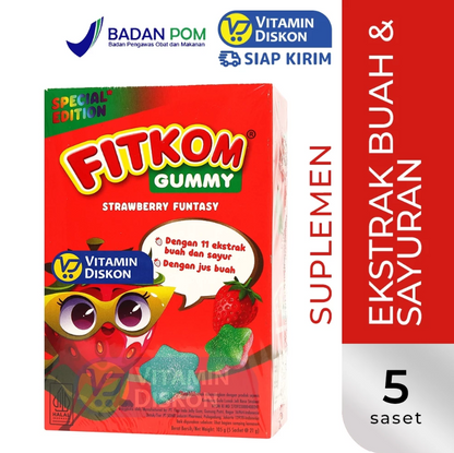 FITKOM GUMMY STRAWBERRY FUNTASY - 5 SACHET ISI 7 GUMMY