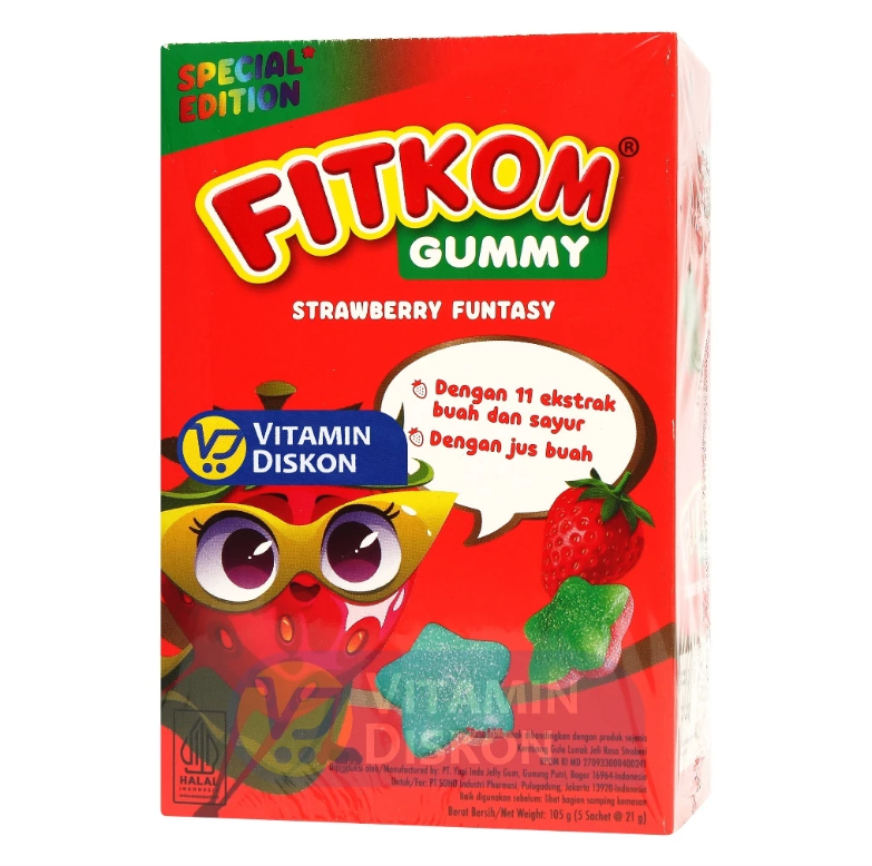FITKOM GUMMY STRAWBERRY FUNTASY - 5 SACHET ISI 7 GUMMY