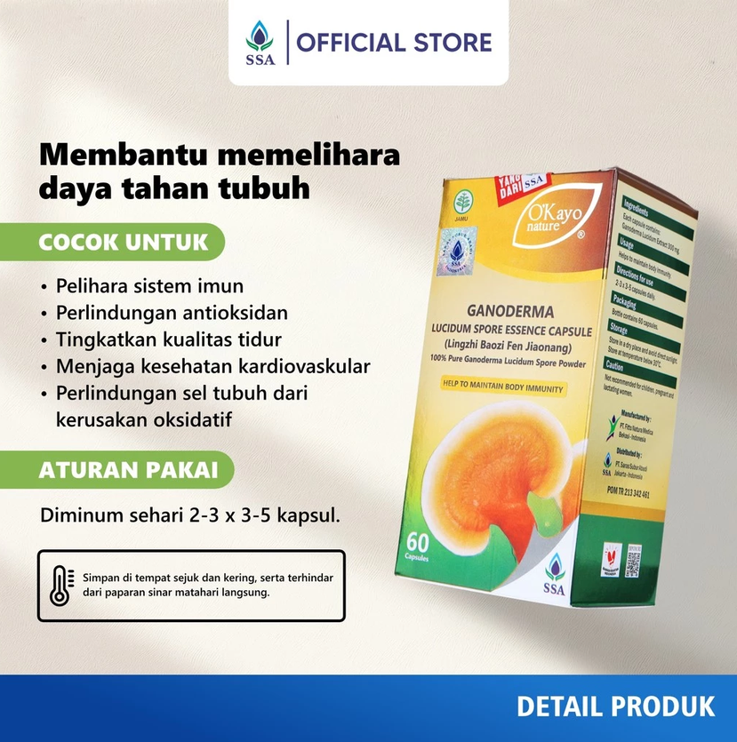 O’KAYO GANODERMA LUCIDIUM SPORE ESSENCE ISI 60 CAPSULE SSA