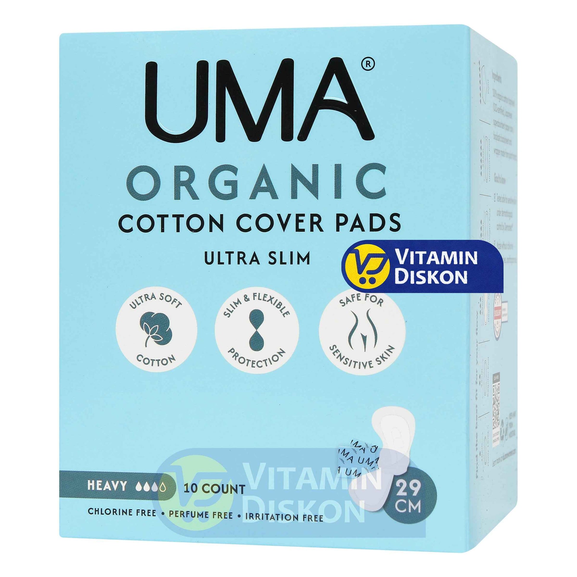 UMA ORGANIC COTTON COVER PADS HEAVY 29CM - ISI 10 PCS