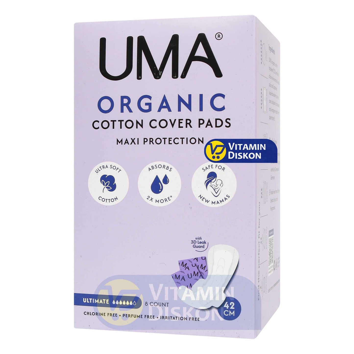 UMA ORGANIC COTTON COVER PADS MAXI PROTECTION 42CM - ISI 8 PCS