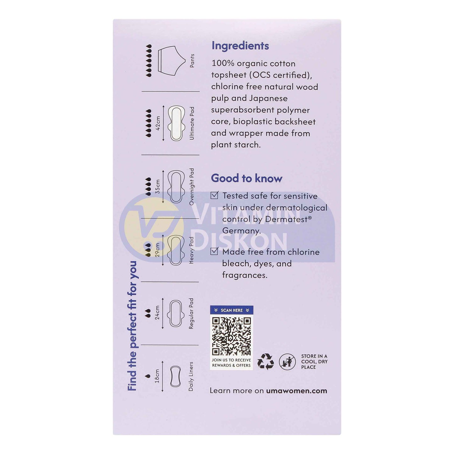 UMA ORGANIC COTTON COVER PADS MAXI PROTECTION 42CM - ISI 8 PCS