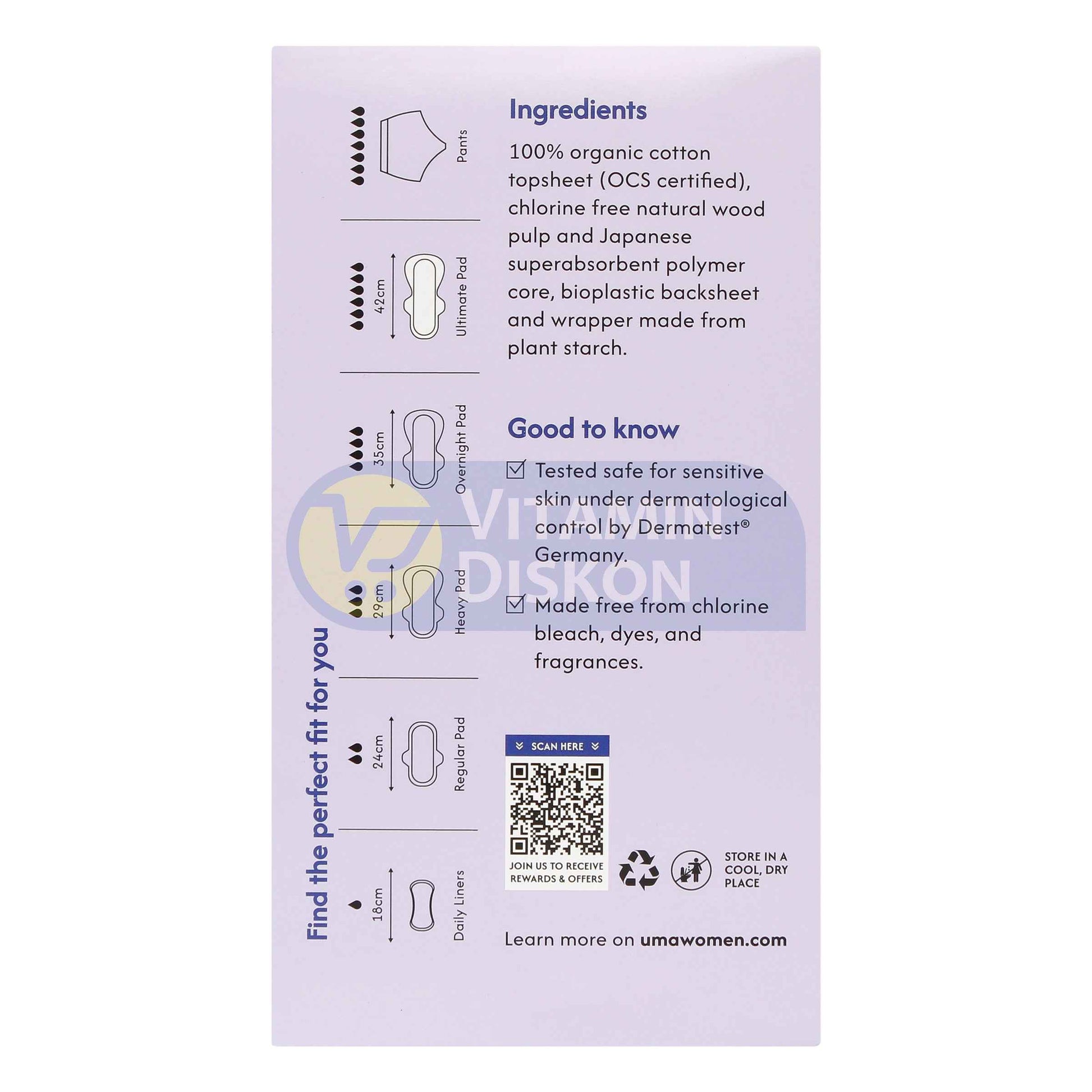 UMA ORGANIC COTTON COVER PADS MAXI PROTECTION 42CM - ISI 8 PCS