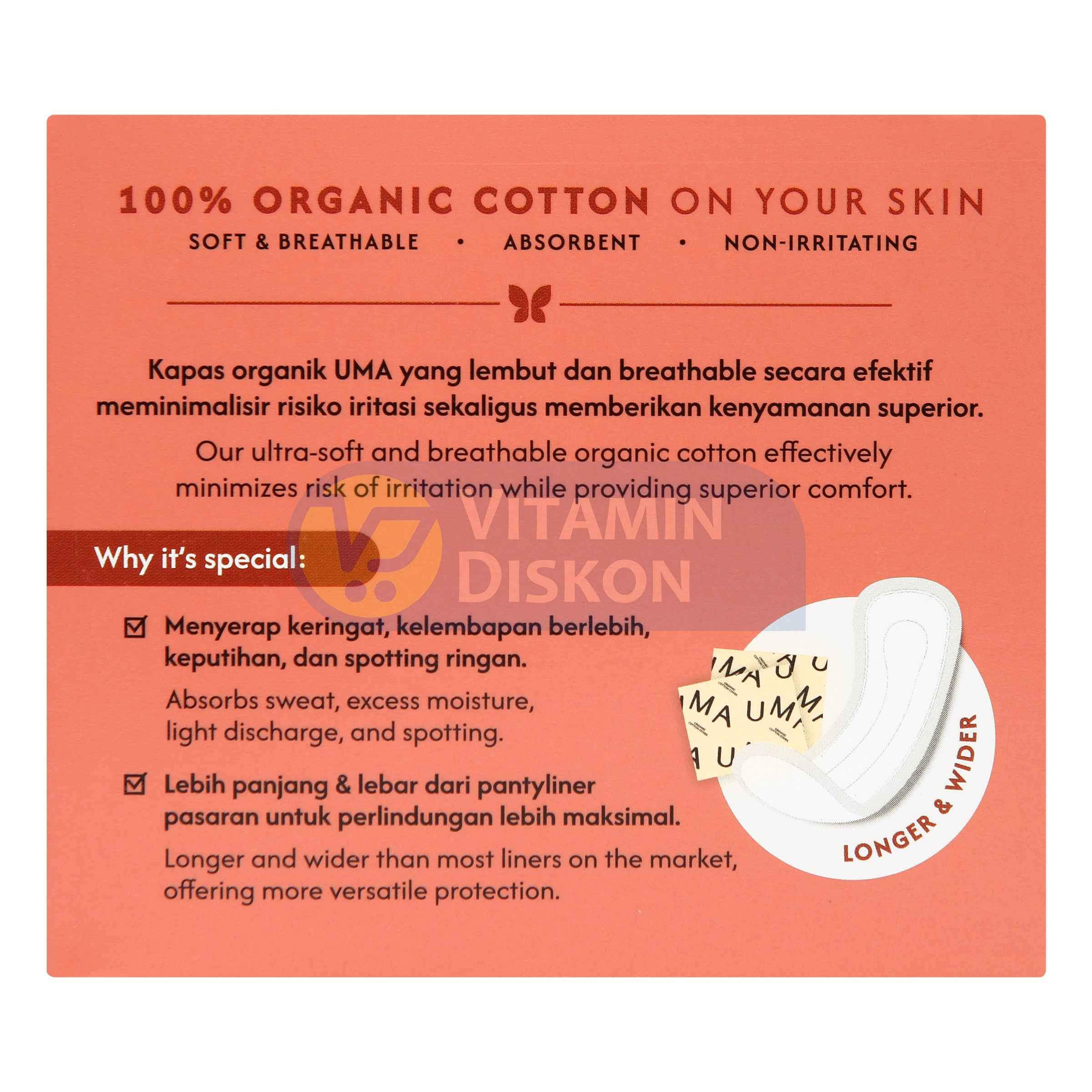 UMA ORGANIC COTTON LINERS 18CM - ISI 20 PCS