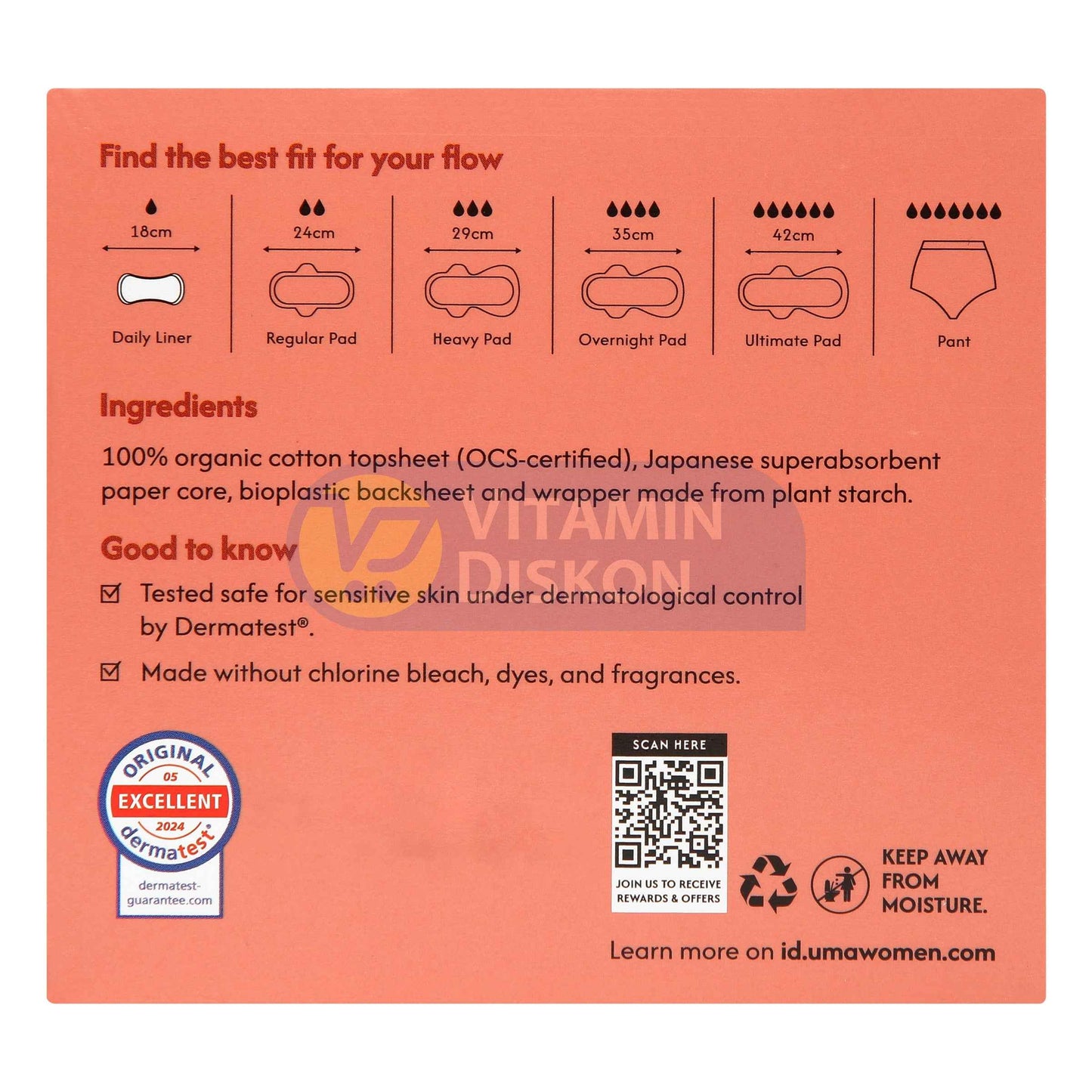 UMA ORGANIC COTTON LINERS 18CM - ISI 20 PCS