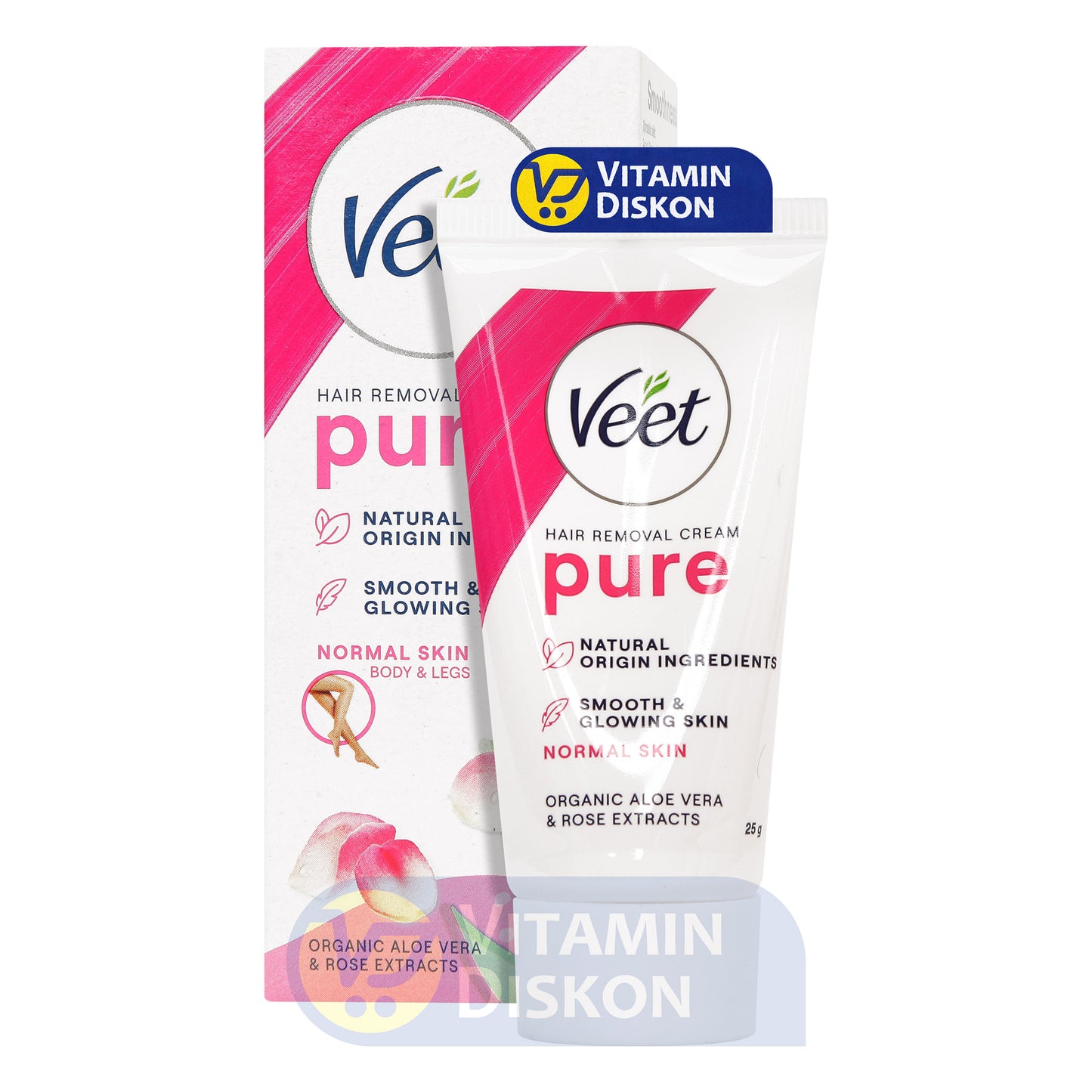 VEET HAIR REMOVAL CREAM ORGANIC ALOE VERA AND ROSE EXTRACTS 25GR