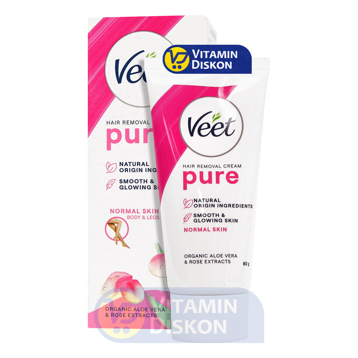 VEET HAIR REMOVAL CREAM ORGANIC ALOE VERA AND ROSE EXTRACTS 60GR