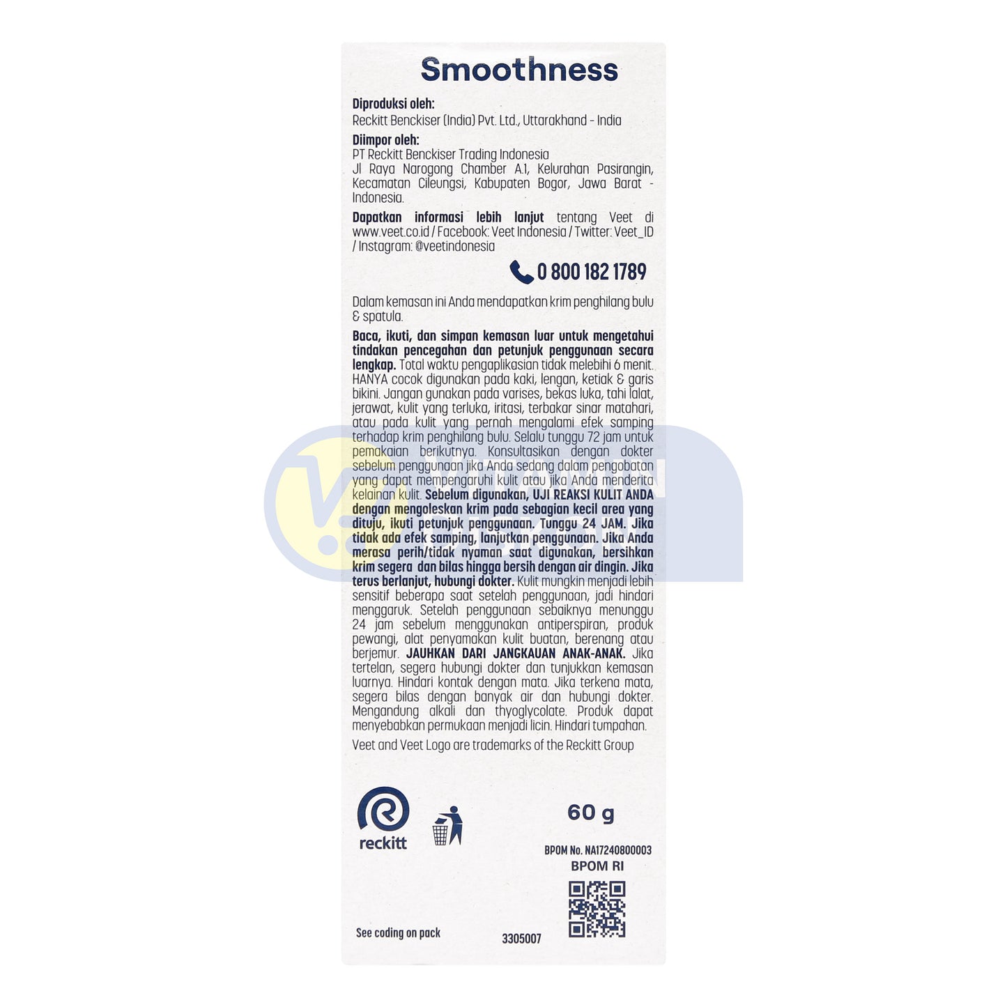 VEET HAIR REMOVAL CREAM ORGANIC ALOE VERA AND ROSE EXTRACTS 60GR