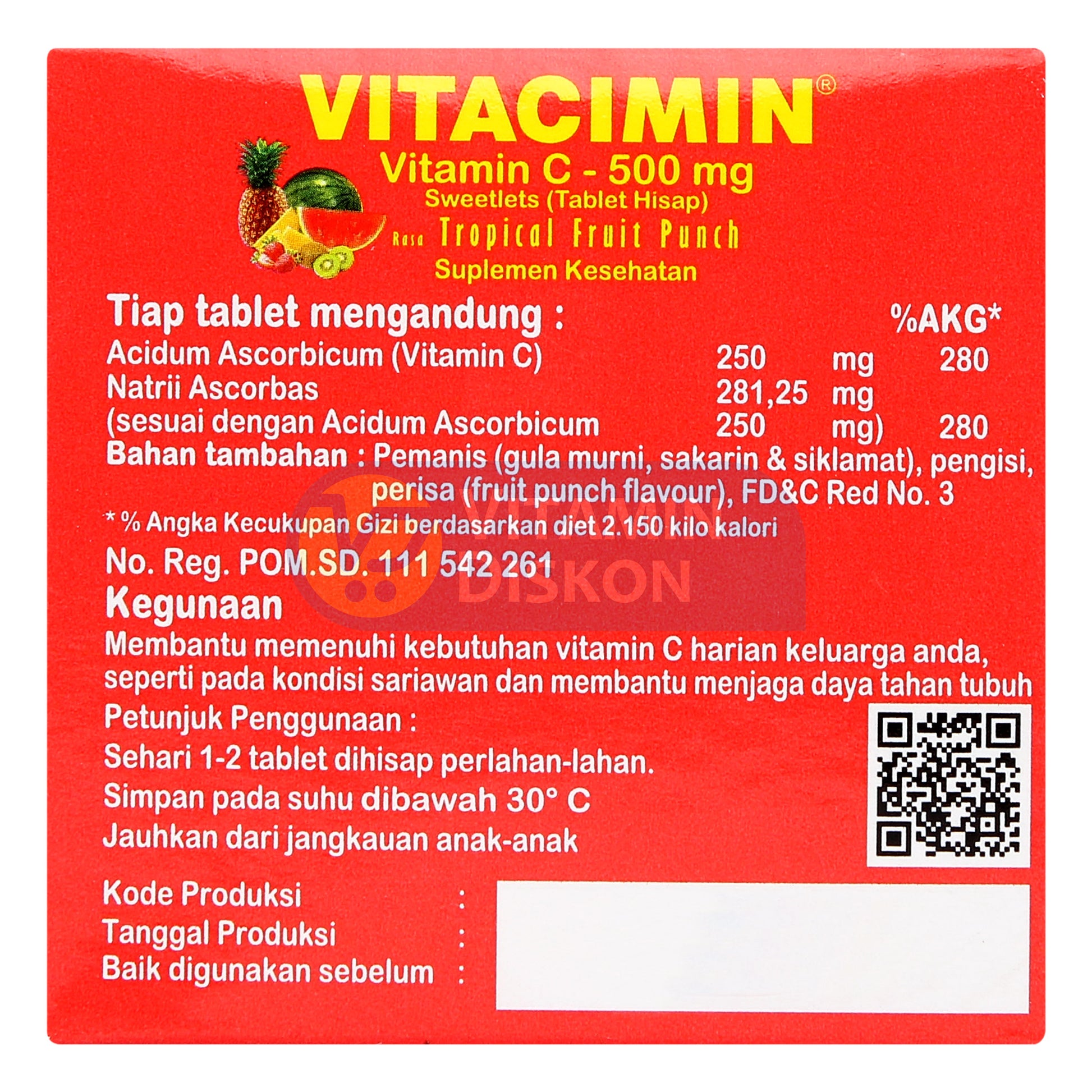 VITACIMIN FRUIT PUNCH 20 TAB ISI 10 STRIP 2 TAB