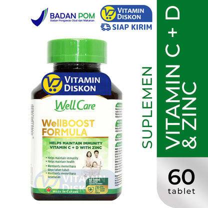 WELLCARE WELLBOOST FORMULA VITAMIN C + D + ZINC 60 KAPSUL