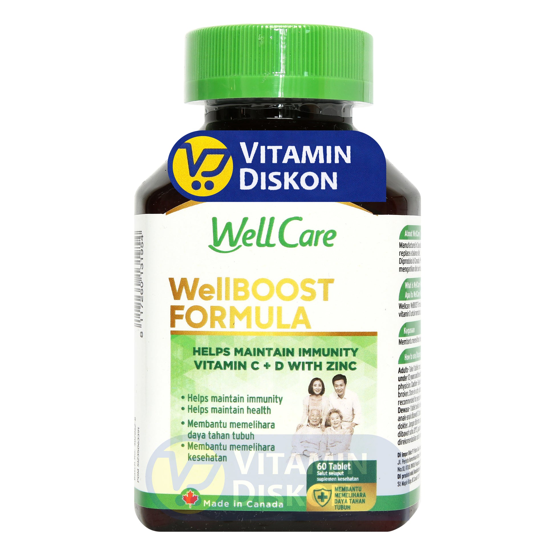 WELLCARE WELLBOOST FORMULA VITAMIN C + D + ZINC 60 KAPSUL