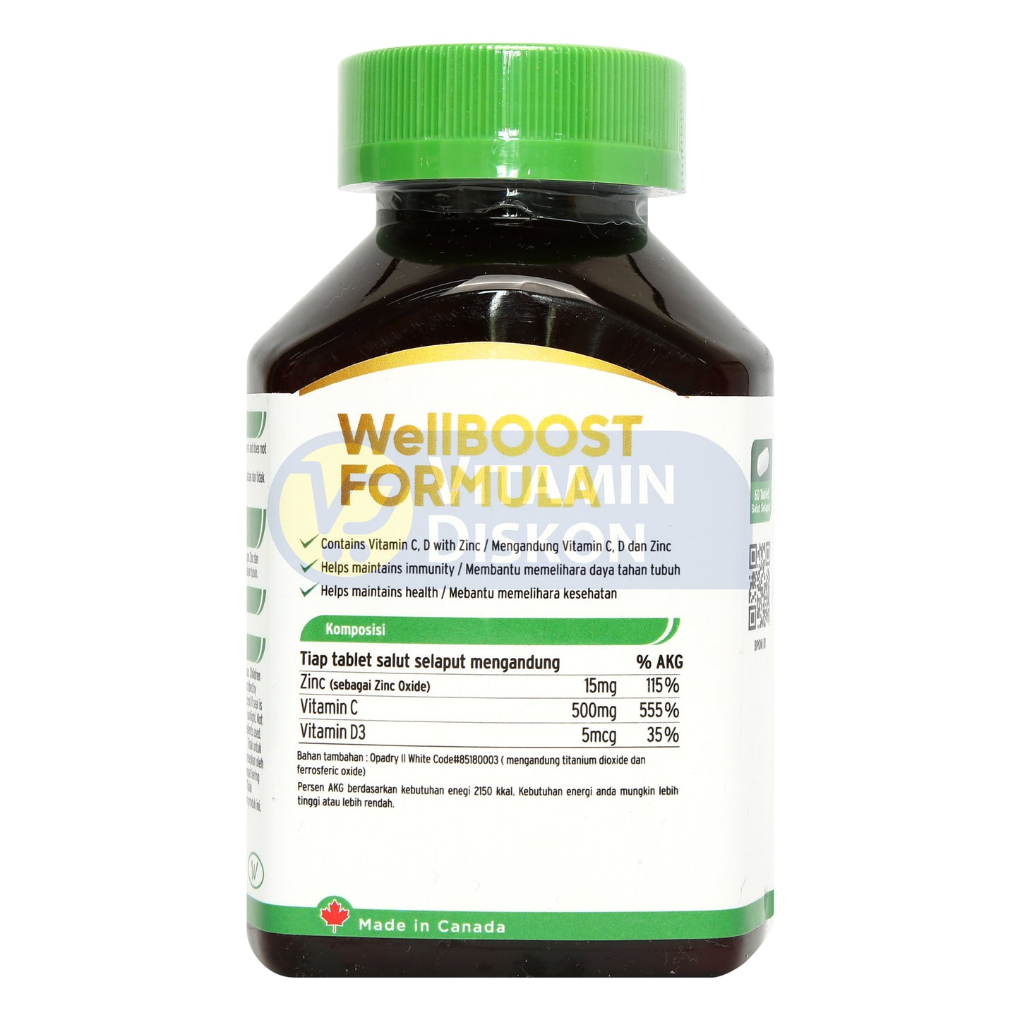 WELLCARE WELLBOOST FORMULA VITAMIN C + D + ZINC 60 KAPSUL