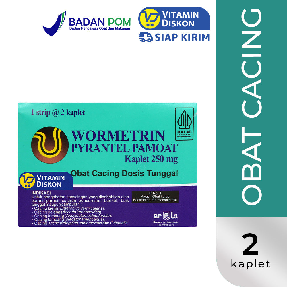 WORMETRIN PIRANTEL OBAT CACING ISI 2 KAPLET
