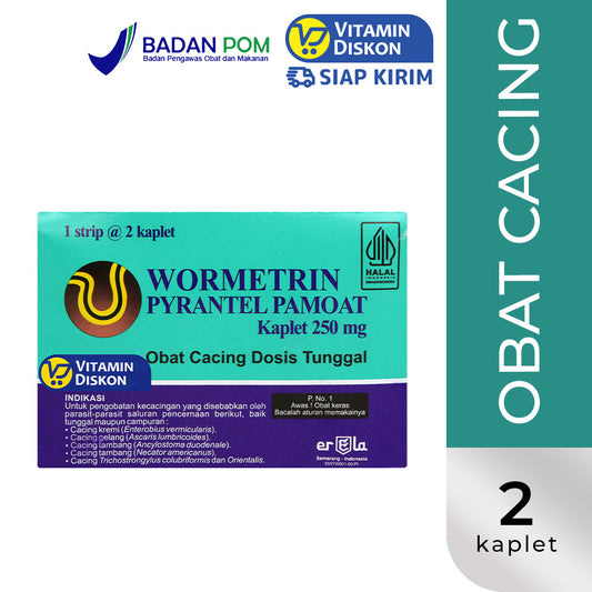WORMETRIN PIRANTEL OBAT CACING ISI 2 KAPLET