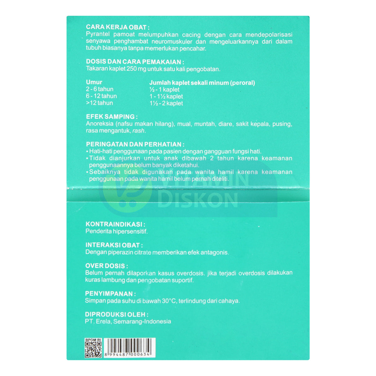 WORMETRIN PIRANTEL OBAT CACING ISI 2 KAPLET