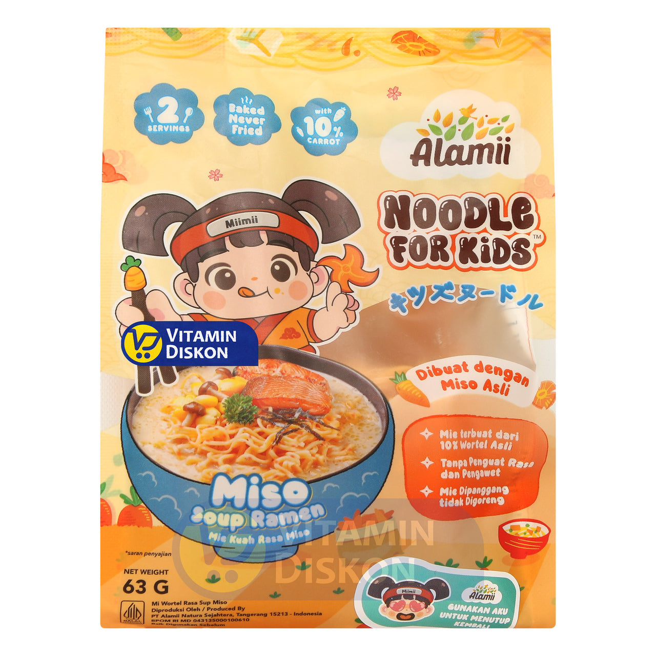 ALAMII NOODLE FOR KIDS MISO SOUP RAMEN 63GR