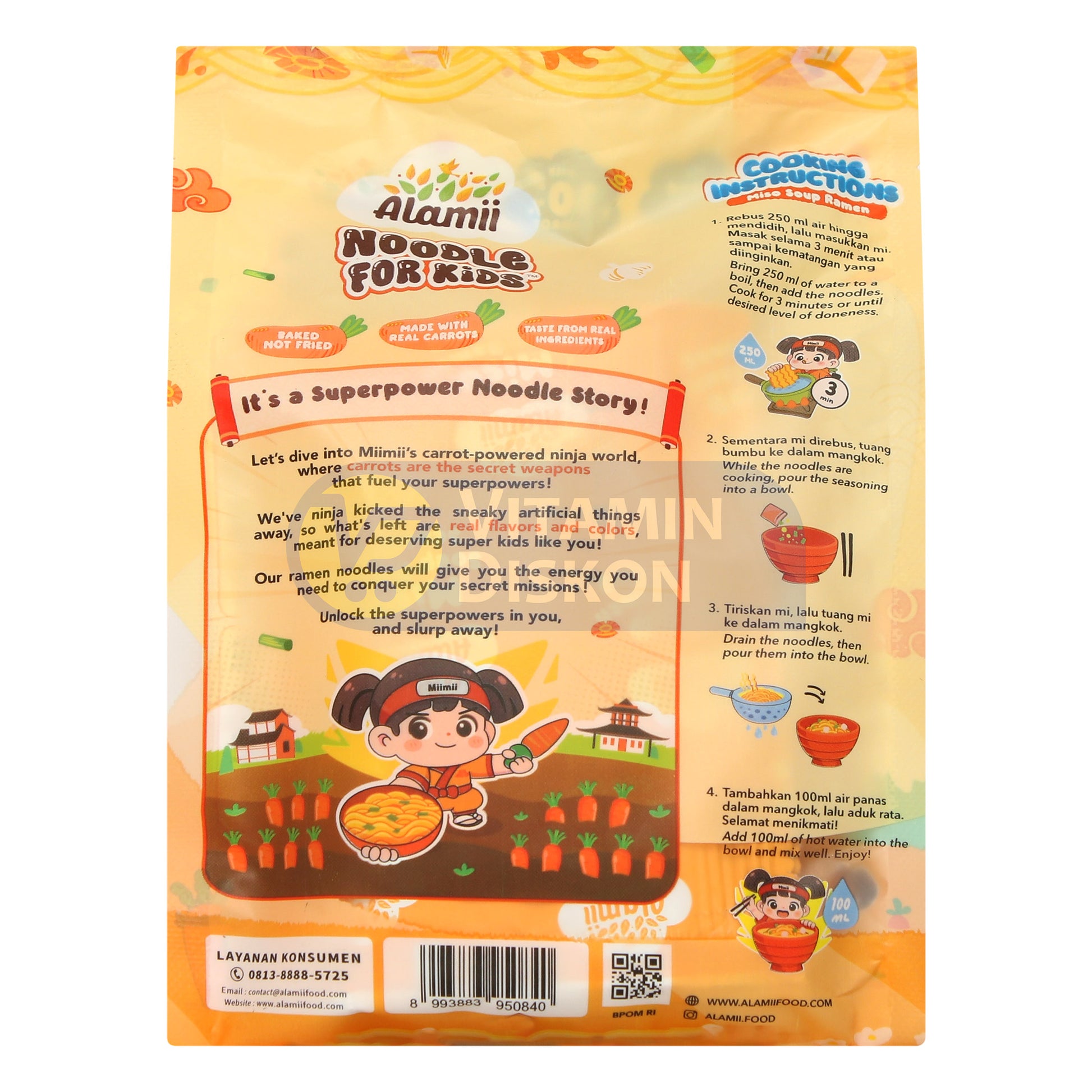 ALAMII NOODLE FOR KIDS MISO SOUP RAMEN 63GR