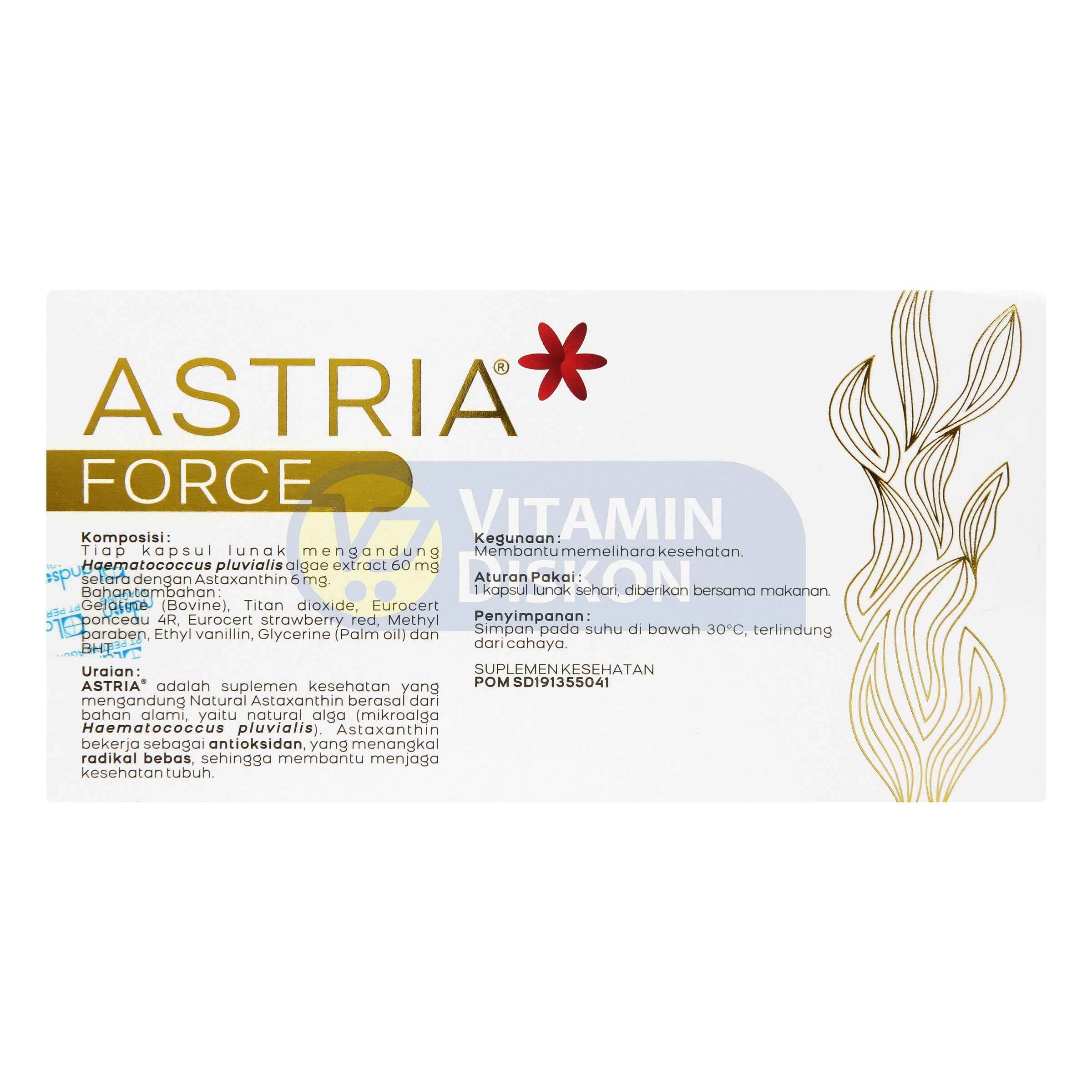 ASTRIA FORCE NATURAL ASTAXANTHIN 6 MG 12 KAPSUL