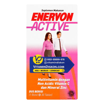 ENERVON ACTIVE MULTIVITAMIN DENGAN NON ACIDIC VITAMIN C DAN MINERAL ZINC 30'S