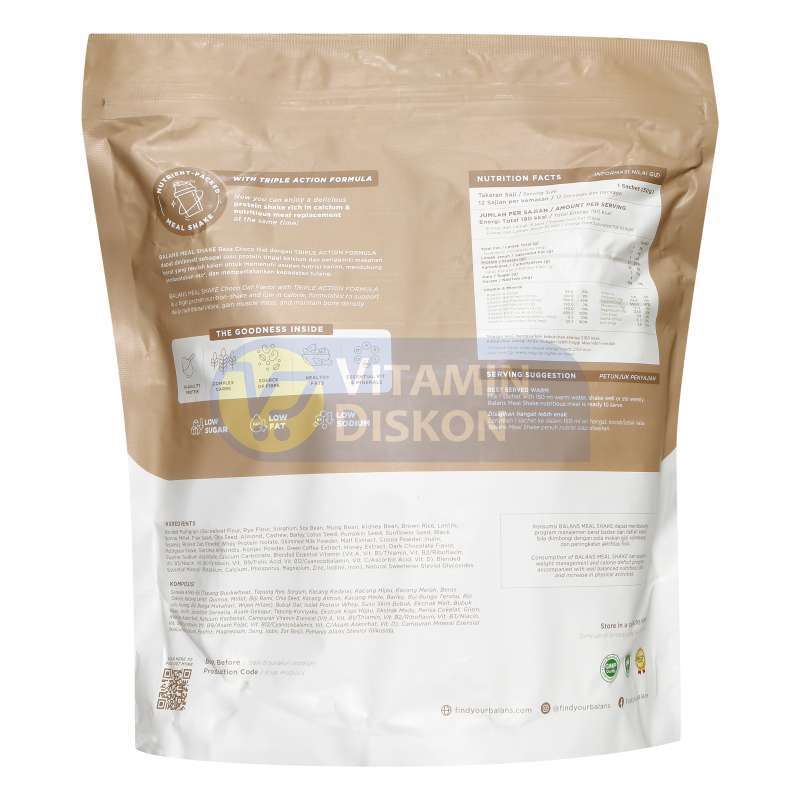 BALANS MEAL SHAKE CHOCO OAT 1 POUCH @12 Pcs