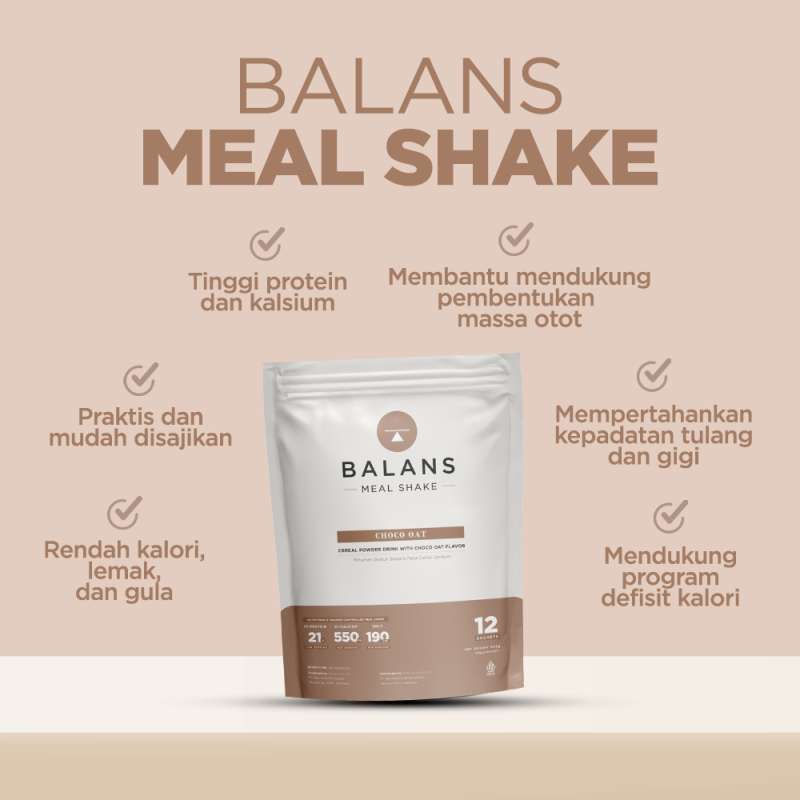 BALANS MEAL SHAKE CHOCO OAT 1 POUCH @12 Pcs