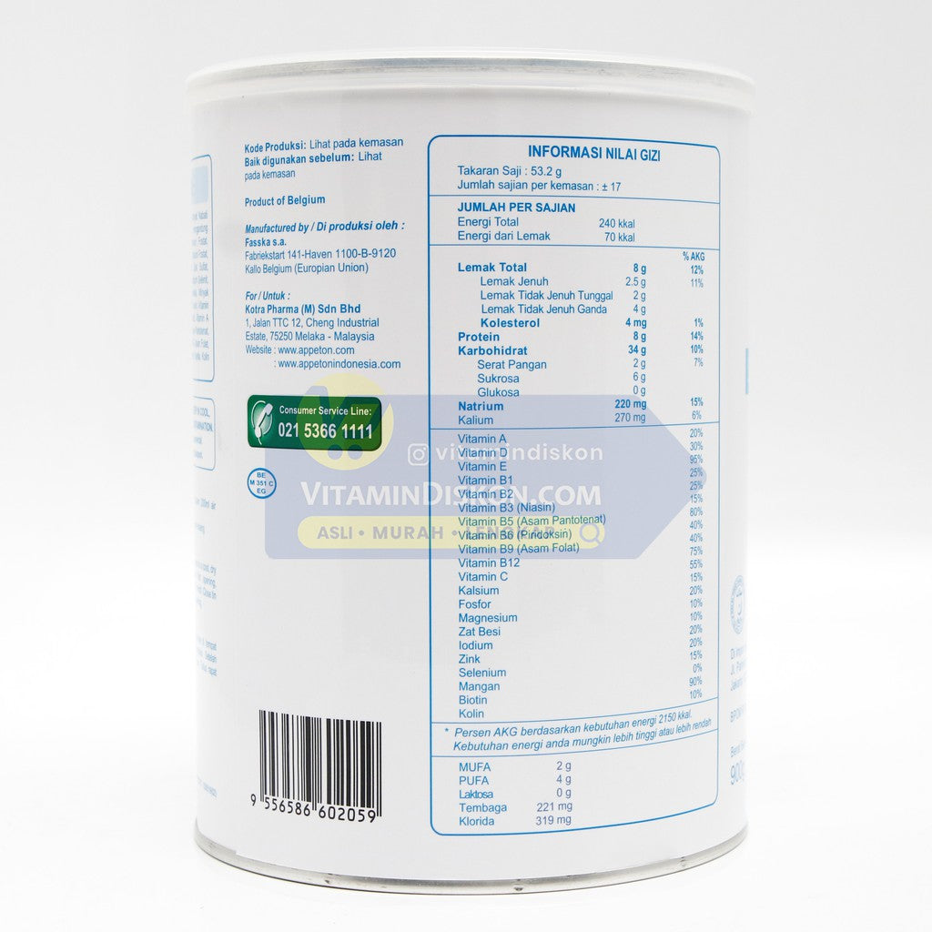 APPETON 60 PLUS SUSU UNTUK LANSIA RASA VANILA 900 GR