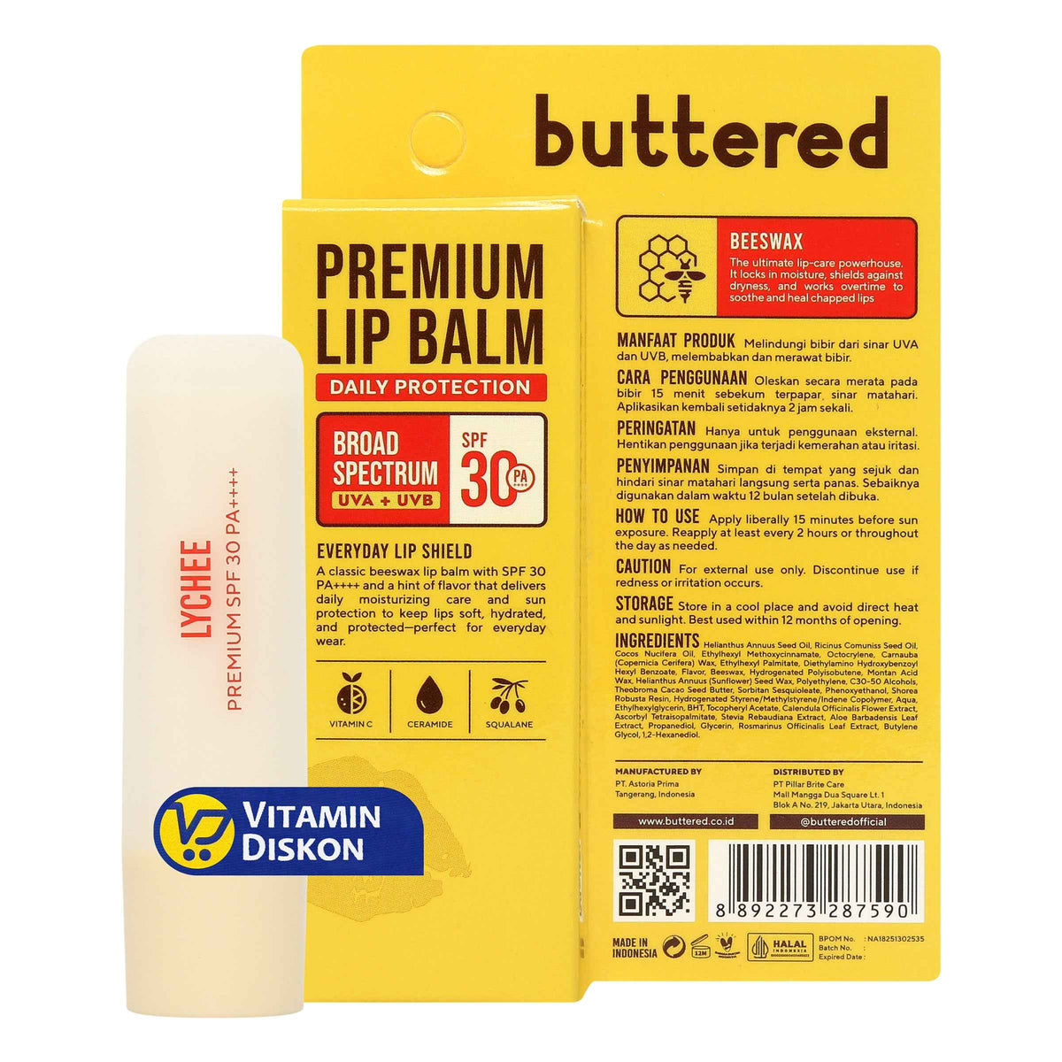 BUTTERED PREMIUM LIPBALM SPF30 PA++++ LYCHEE