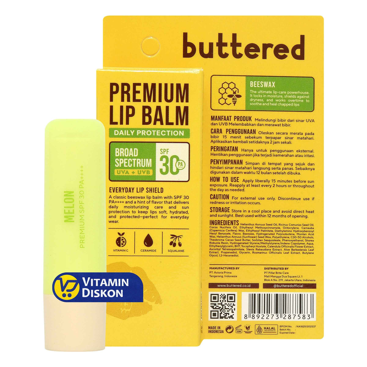 BUTTERED PREMIUM LIPBALM SPF30 PA++++ MELON