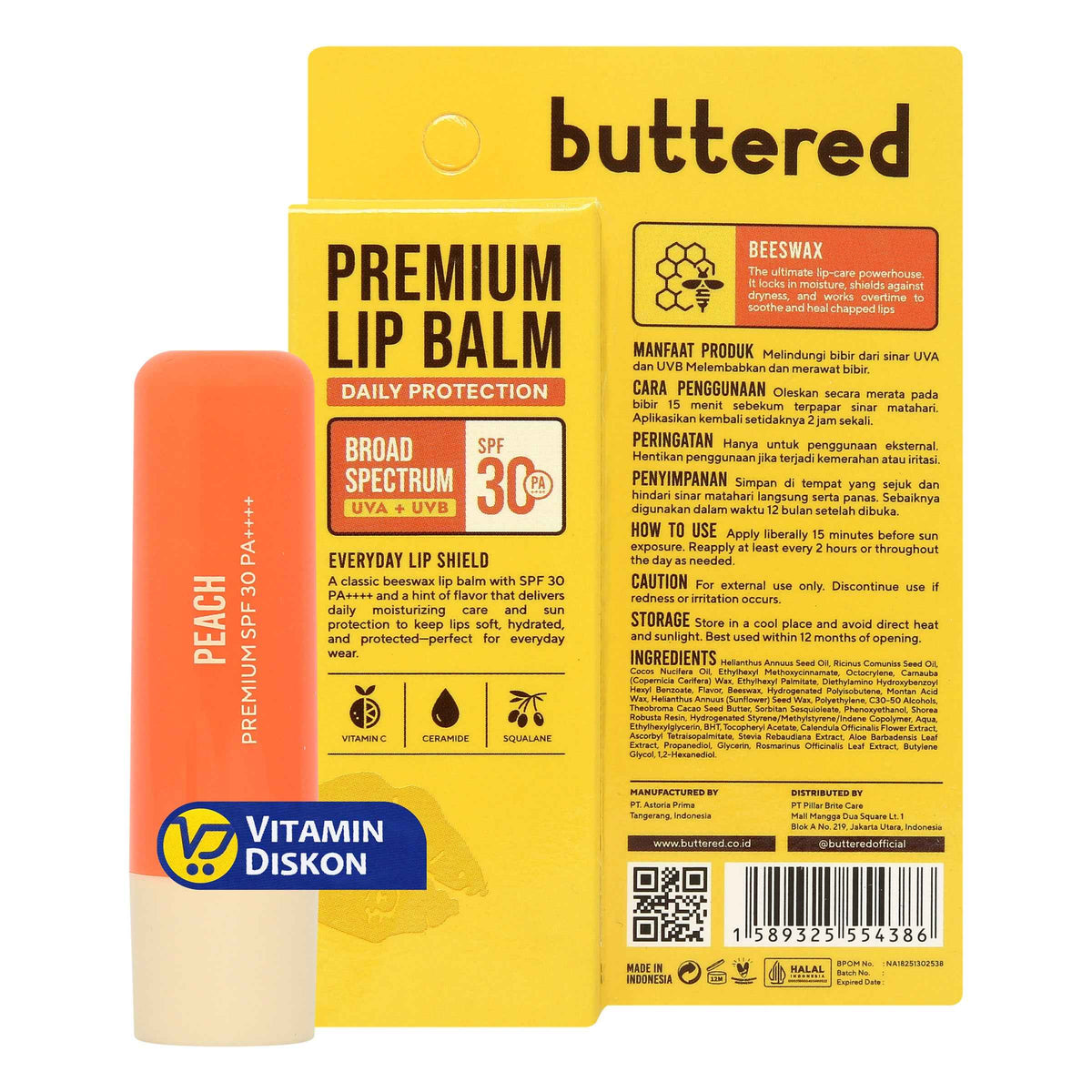 BUTTERED PREMIUM LIPBALM SPF30 PA++++ PEACH