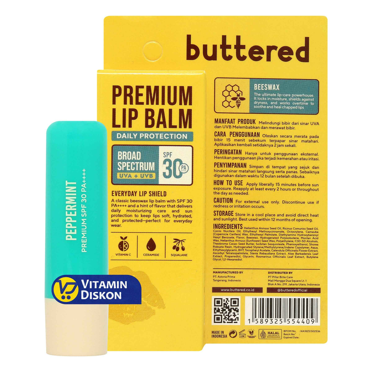 BUTTERED PREMIUM LIPBALM SPF30 PA++++ PEPPERMINT