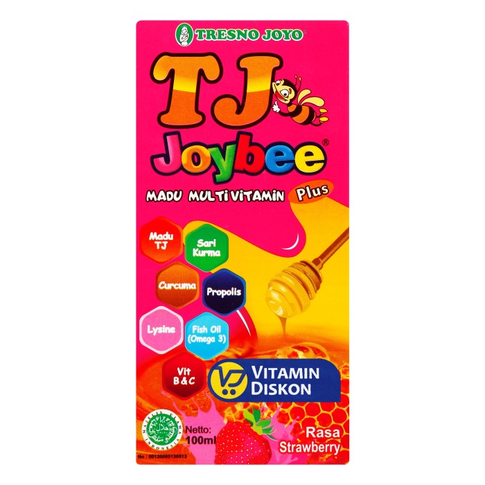 MADU TJ JOYBEE MADU MULTIVITAMIN RASA STRAWBERRY 100ML | Membantu meningkatkan daya tahan tubuh anak